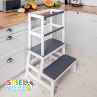 Učící věž PLAY borovice, 93x56x49, bílá/antracit