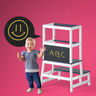 Učící věž PLAY borovice, 93x56x49, bílá/antracit