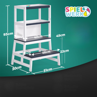 Učící věž PLAY borovice, 93x56x49, bílá/antracit