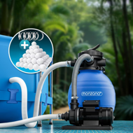 Písková filtrace k bazénu AQUA s filtračními kuličkami, 10 200 l/h, modrá