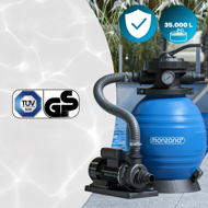 Písková filtrace k bazénu AQUA s filtračními kuličkami, 10 200 l/h, modrá