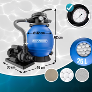 Písková filtrace k bazénu AQUA s filtračními kuličkami, 10 200 l/h, modrá