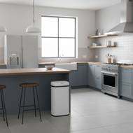 Senzorový odpadkový koš DEUS, 58 litrů, bílá