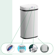 Senzorový odpadkový koš DEUS, 58 litrů, bílá