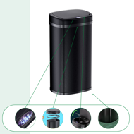 Senzorový odpadkový koš DEUS, 58 litrů, černá