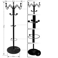 Stojanový věšák TENZY s mramorovým podstavcem, 37x173cm, černá