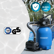Písková filtrace k bazénu AQUA s filtračními kuličkami, 5 000 l/h, modrá