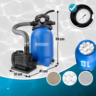 Písková filtrace k bazénu AQUA s filtračními kuličkami, 5 000 l/h, modrá