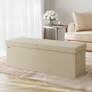 Taburet s úložným prostorem EDUMUND 115x38x38cm, béžová
