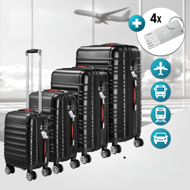 Sada skořepinových kufrů AERO, 4dílná, ABS, černá