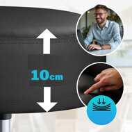Taburetka na kolečkách s opěradlem ROLAND, Ø35cm, černá