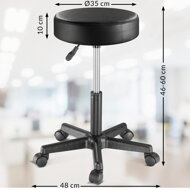 Taburetka na kolečkách BONY, Ø35cm, černá