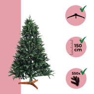 Umělý vánoční stromeček FROST, 150cm, zelená