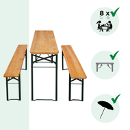 Pivní set KLASIK, 170cm, přírodní hnědá