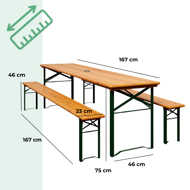 Pivní set KLASIK, 170cm, přírodní hnědá