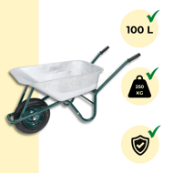 Kolečko GREEN BARRY pozinkovaný, max. 1 kapacita 100l/250kg, stříbrná/černá