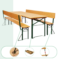 Pivní set PRAKTIK s opěradly, 170cm, hnědá