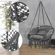Závěsné křeslo BOHO s polštáři, Ø61cm, antracitová