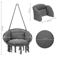 Závěsné křeslo BOHO s polštáři, Ø61cm, antracitová