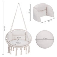 Závěsné křeslo BOHO s polštáři, Ø61cm, béžová