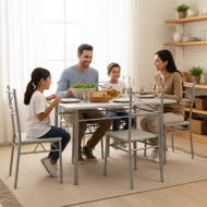 Jídelní set PAUL, 5-dílná, sametově bílá