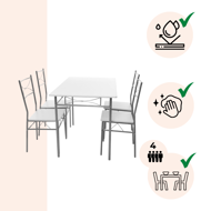 Jídelní set PAUL, 5-dílná, sametově bílá