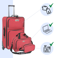 Sada cestovních kufrů TRAVEL, 5-dílná, červená