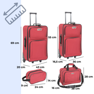 Sada cestovních kufrů TRAVEL, 5-dílná, červená