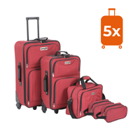 Sada cestovních kufrů TRAVEL, 5-dílná, červená