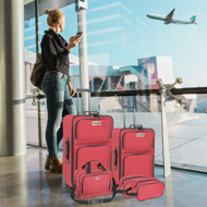 Sada cestovních kufrů TRAVEL, 5-dílná, červená