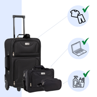 Sada cestovních kufrů TRAVEL, 5-dílná, černá