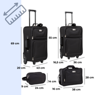 Sada cestovních kufrů TRAVEL, 5-dílná, černá