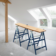 Teleskopické lešenářské kozy DANNY, sada 2 ks, max. 200kg, 69x57x81-130cm, stříbrná/modrá