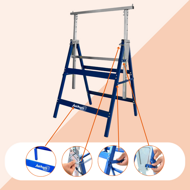 Teleskopické lešenářské kozy DANNY, sada 2 ks, max. 200kg, 60 x 56 x 81-130cm, stříbrná/modrá