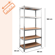Regál s vysokou nosností HEAVY, max. 875kg, 90x40x180cm, stříbrná
