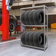 Regál na pneumatiky TYRE, 120x40x180cm, max. 795kg, ocelová/světle hnědá