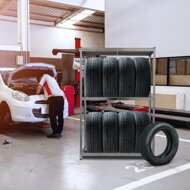 Regál na pneumatiky TYRE, 120x40x180cm, max. 795kg, ocelová/světle hnědá
