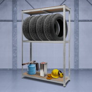 Regál na pneumatiky TYRE, 120x40x180cm, max. 795kg, ocelová/světle hnědá