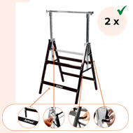 Teleskopické lešenářské kozy DANNY, sada 2 ks, max. 200kg, 60 x 56 x 81-130cm, stříbrná/černá