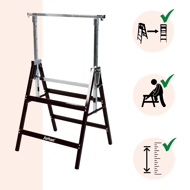 Teleskopické lešenářské kozy DANNY, sada 2 ks, max. 200kg, 60 x 56 x 81-130cm, stříbrná/černá