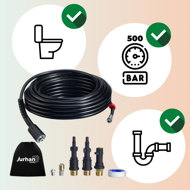 Sada na čištění potrubí Premium, 15 m, černá