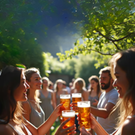 Pivní set MAXI sklápěcí, 220cm, přírodní hnědá