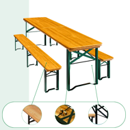 Pivní set MAXI sklápěcí, 220cm, přírodní hnědá