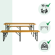 Pivní set MAXI sklápěcí, 220cm, přírodní hnědá