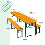 Pivní set MAXI sklápěcí, 220cm, přírodní hnědá