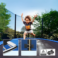 Trampolína s bezpečnostní sítí JUMP, Ø244cm, černá/modrá