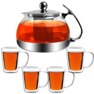Čajník se sítkem TEA 1,2L+4 šálky, průsvitný, stříbrný