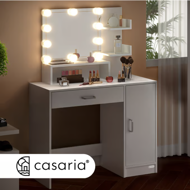 Toaletní stolek JOCELYN s osvětlením, 140×90×40cm, bílá