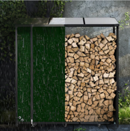 Přístřešek na palivové dříví CORINA, 198x163x70cm, antracitová/zelená