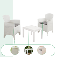 Zahradní set AKITA, 3-dílný, bilá